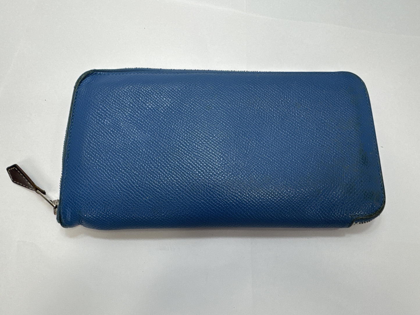 HERMES Azap Long Silk-in Leather Round Zip Long Wallet Blue Wallet