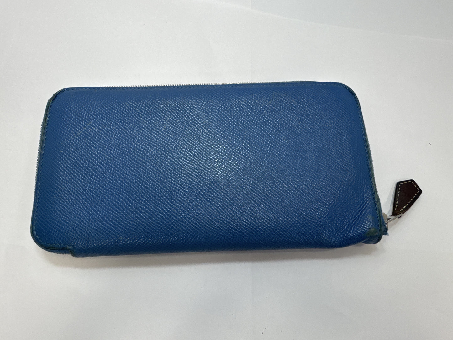 HERMES Azap Long Silk-in Leather Round Zip Long Wallet Blue Wallet