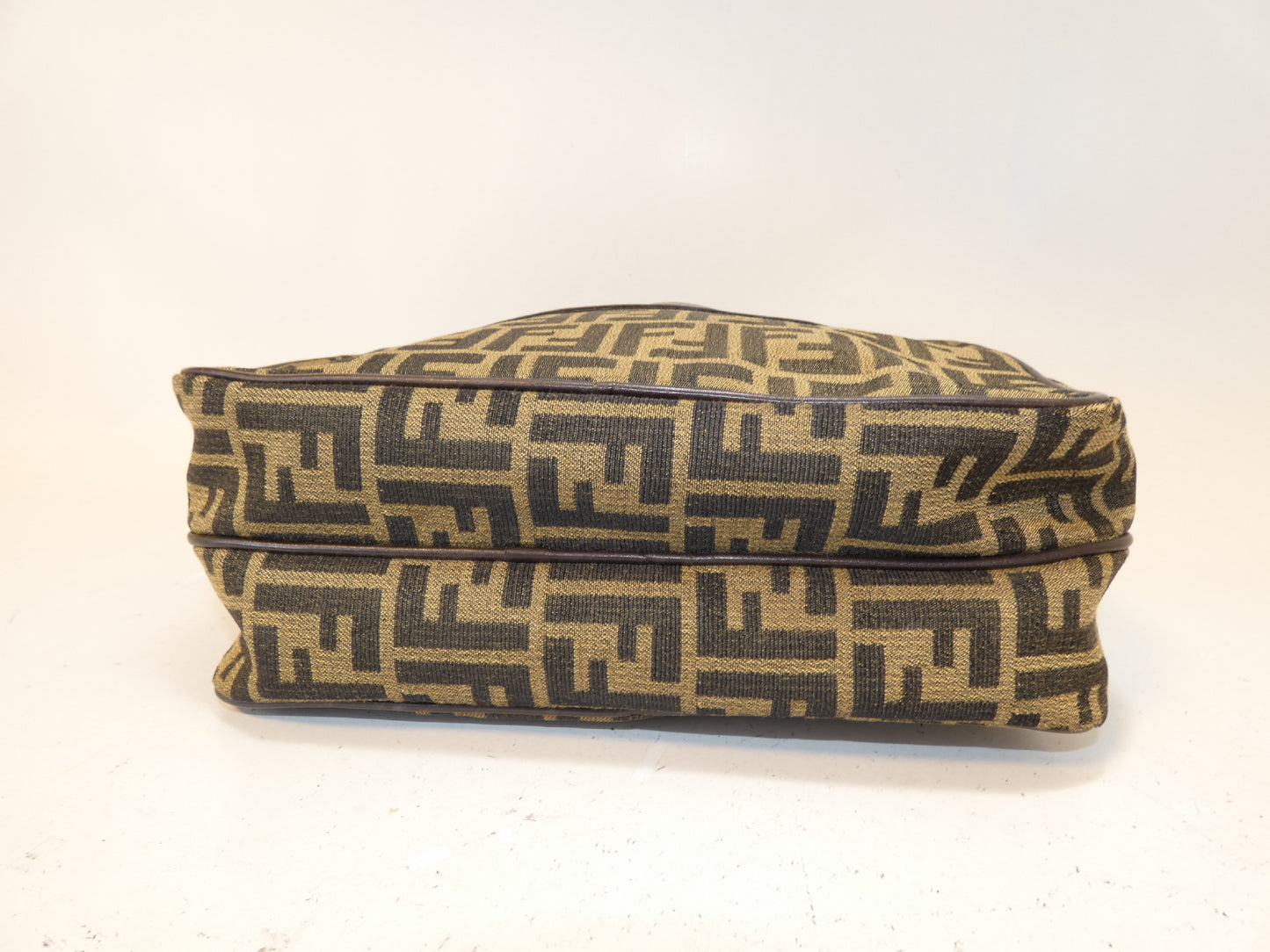 FENDI Zucca Canvas and Leather Shoulder Bag