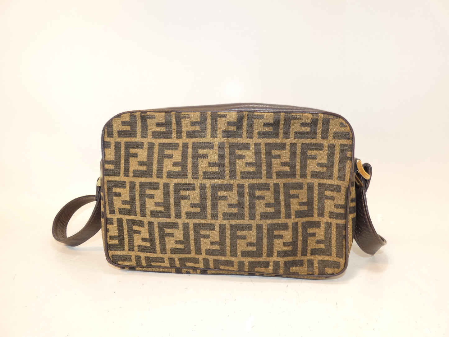 FENDI Zucca Canvas and Leather Shoulder Bag