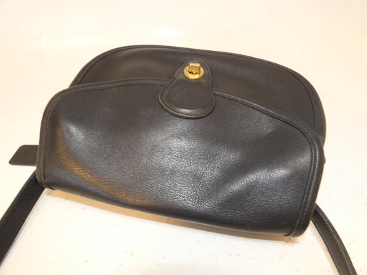 COACH Turnlock Leather Black Shoulder Bag