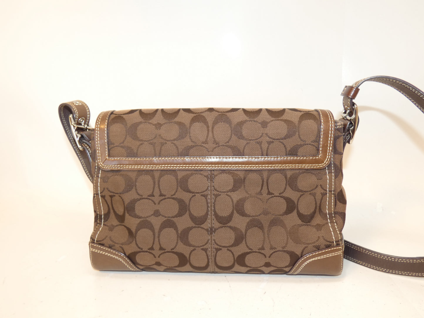 COACH Turnlock Signature Canvas and Leather Shoulder Bag