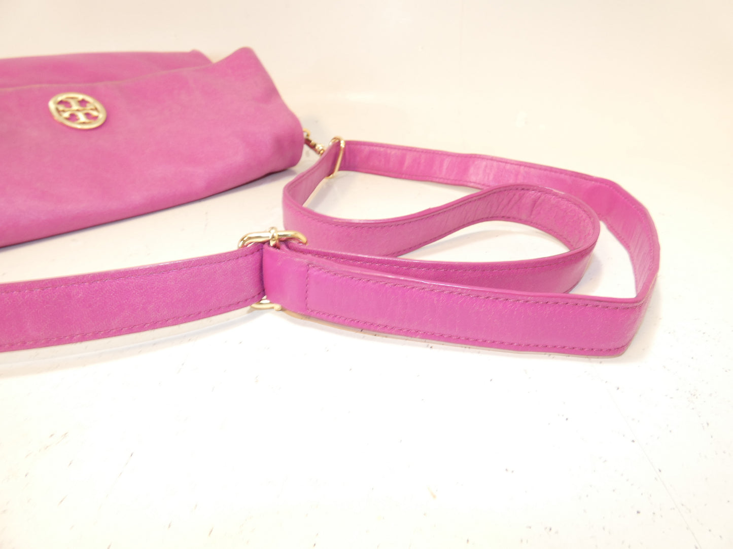 Tory Burch Logo Leather Pink Shoulder Bag