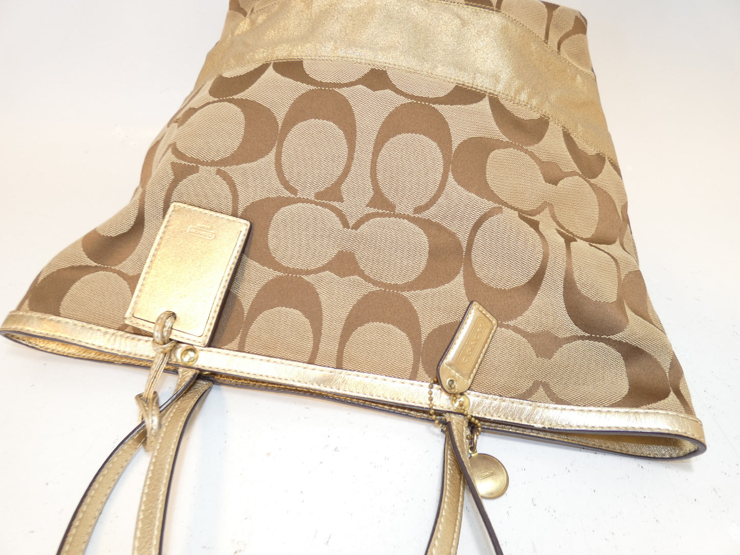COACH Signature Brown and Gold Tote Shoulder Bag