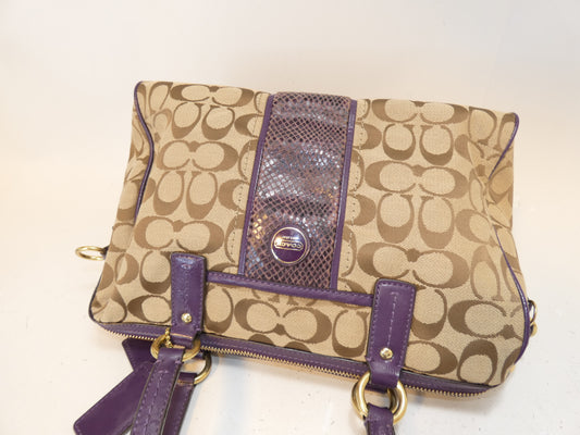 COACH Signature Purple Hand Boston Handbag