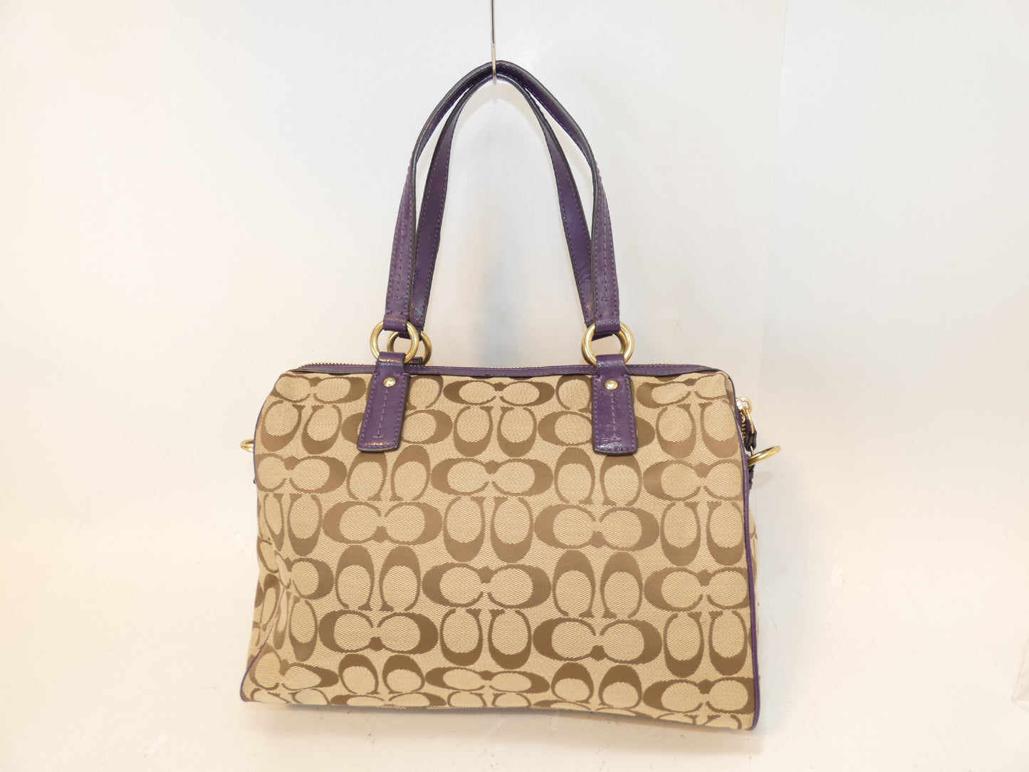 COACH Signature Purple Hand Boston Handbag