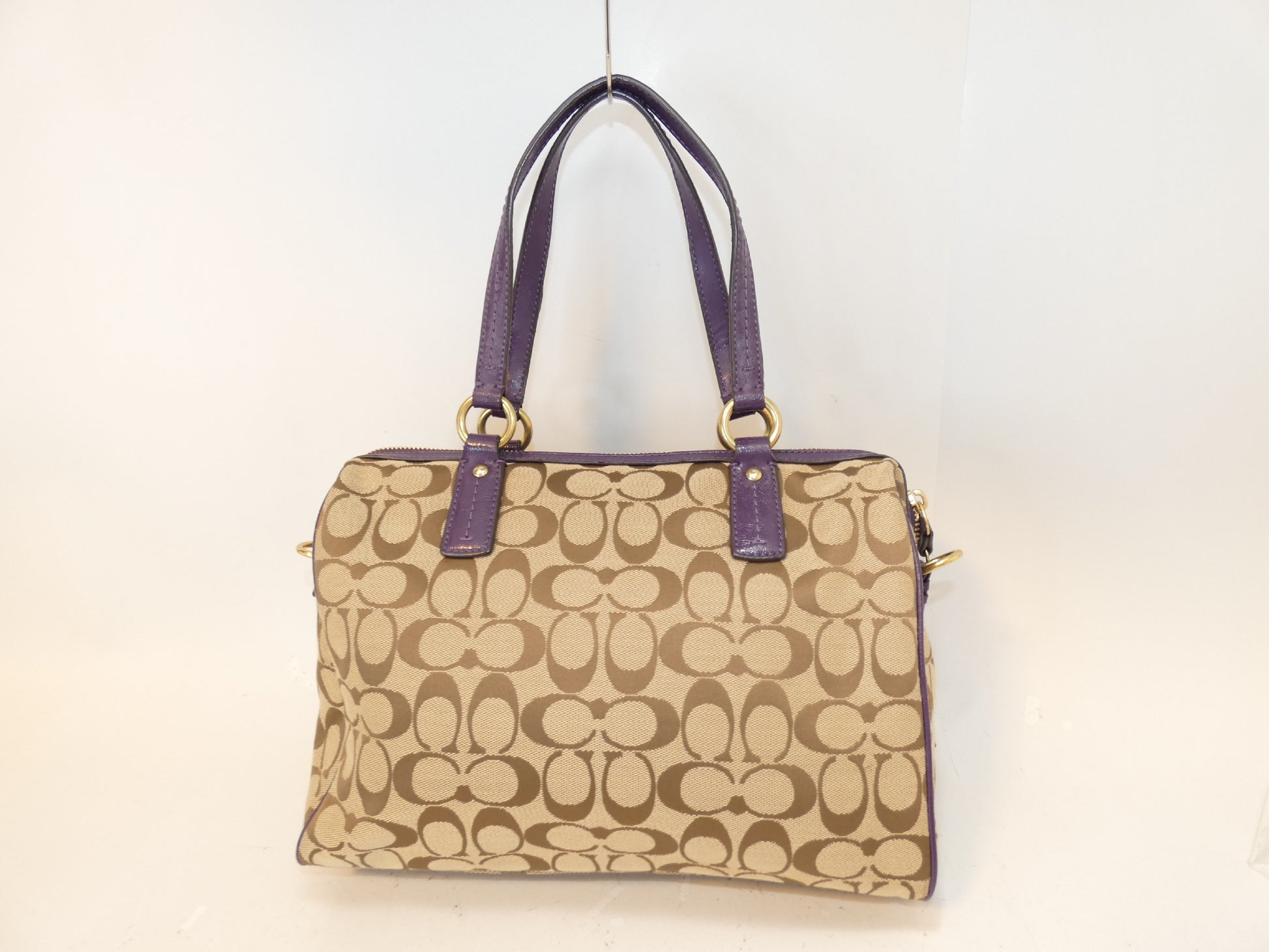 COACH Signature Purple Hand Boston Handbag