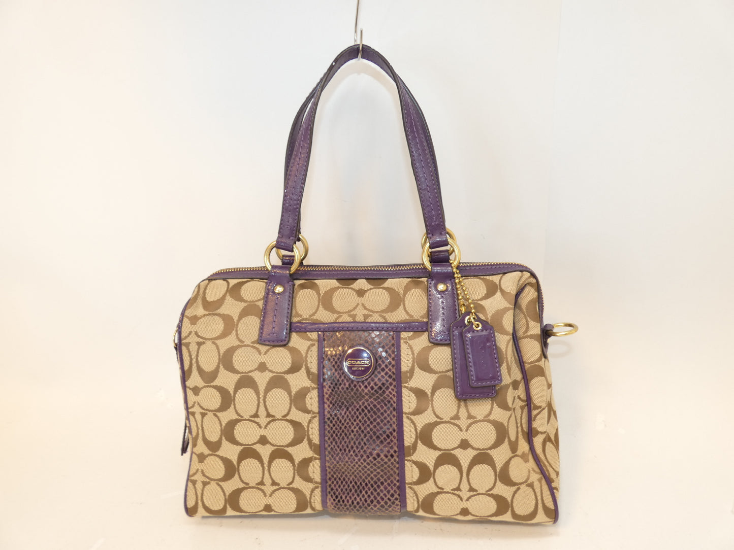 COACH Signature Purple Hand Boston Handbag