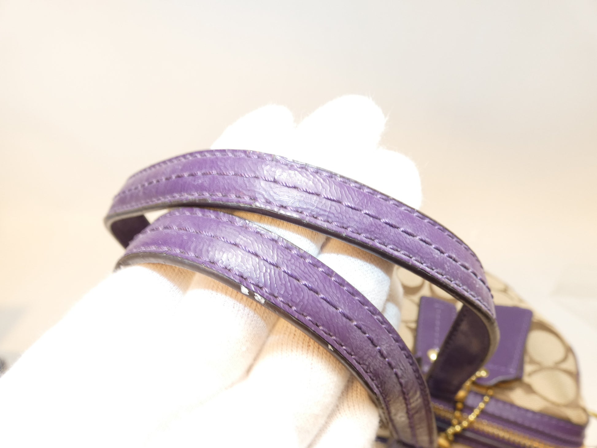 COACH Signature Purple Hand Boston Handbag