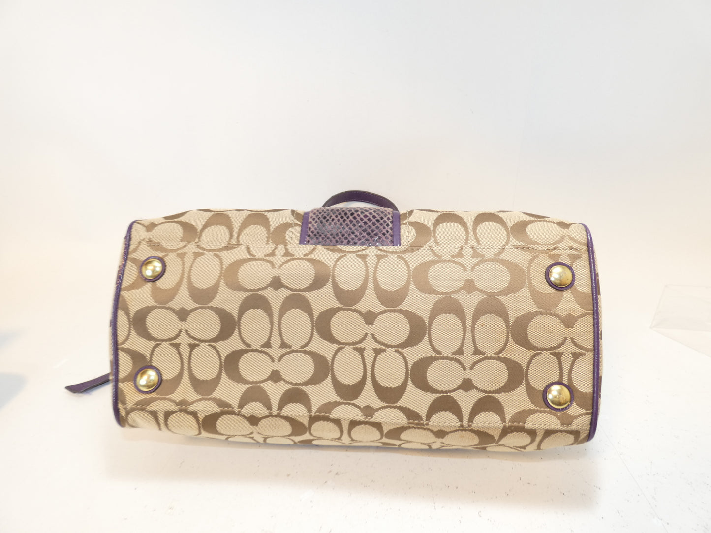 COACH Signature Purple Hand Boston Handbag