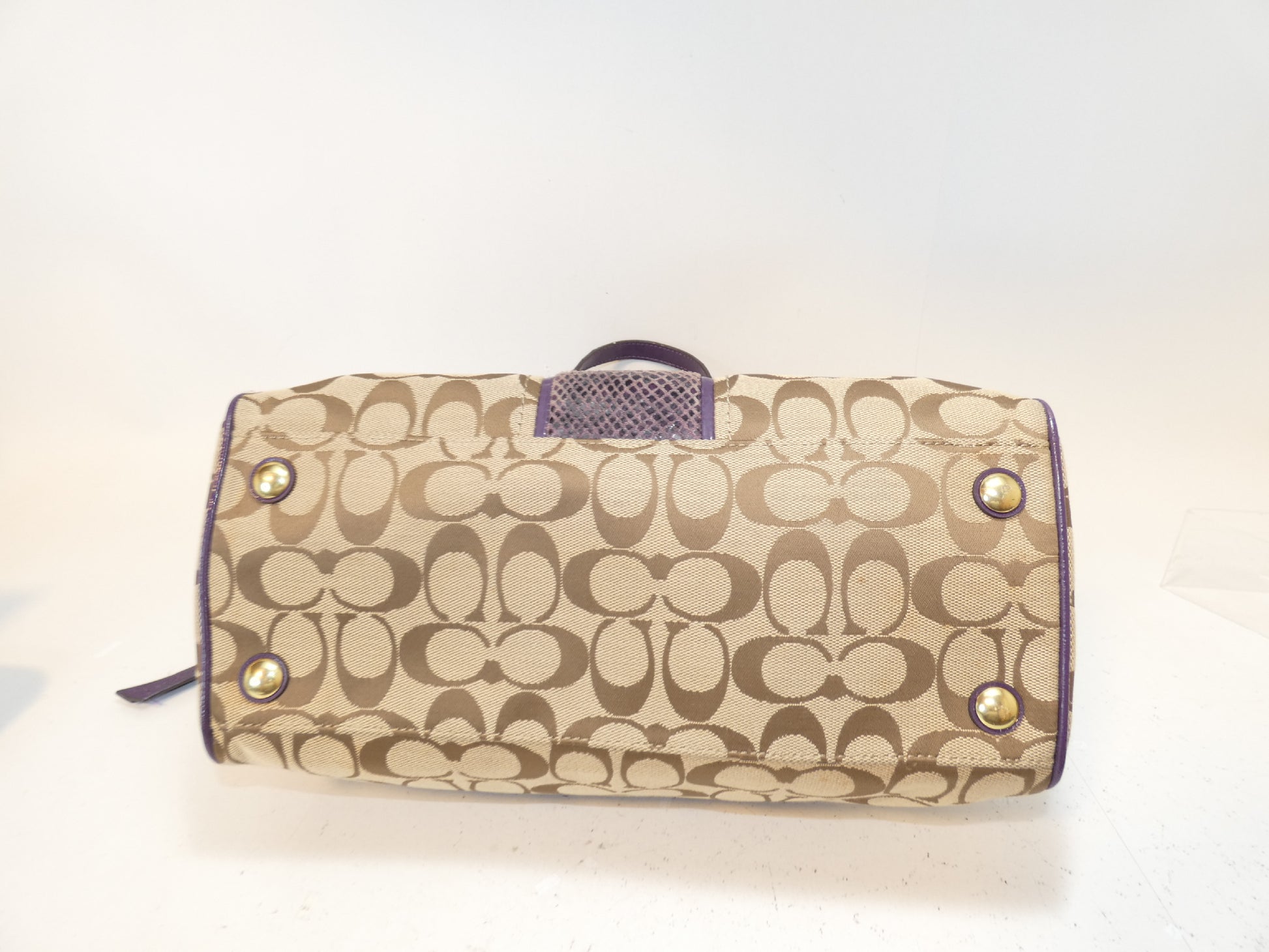 COACH Signature Purple Hand Boston Handbag