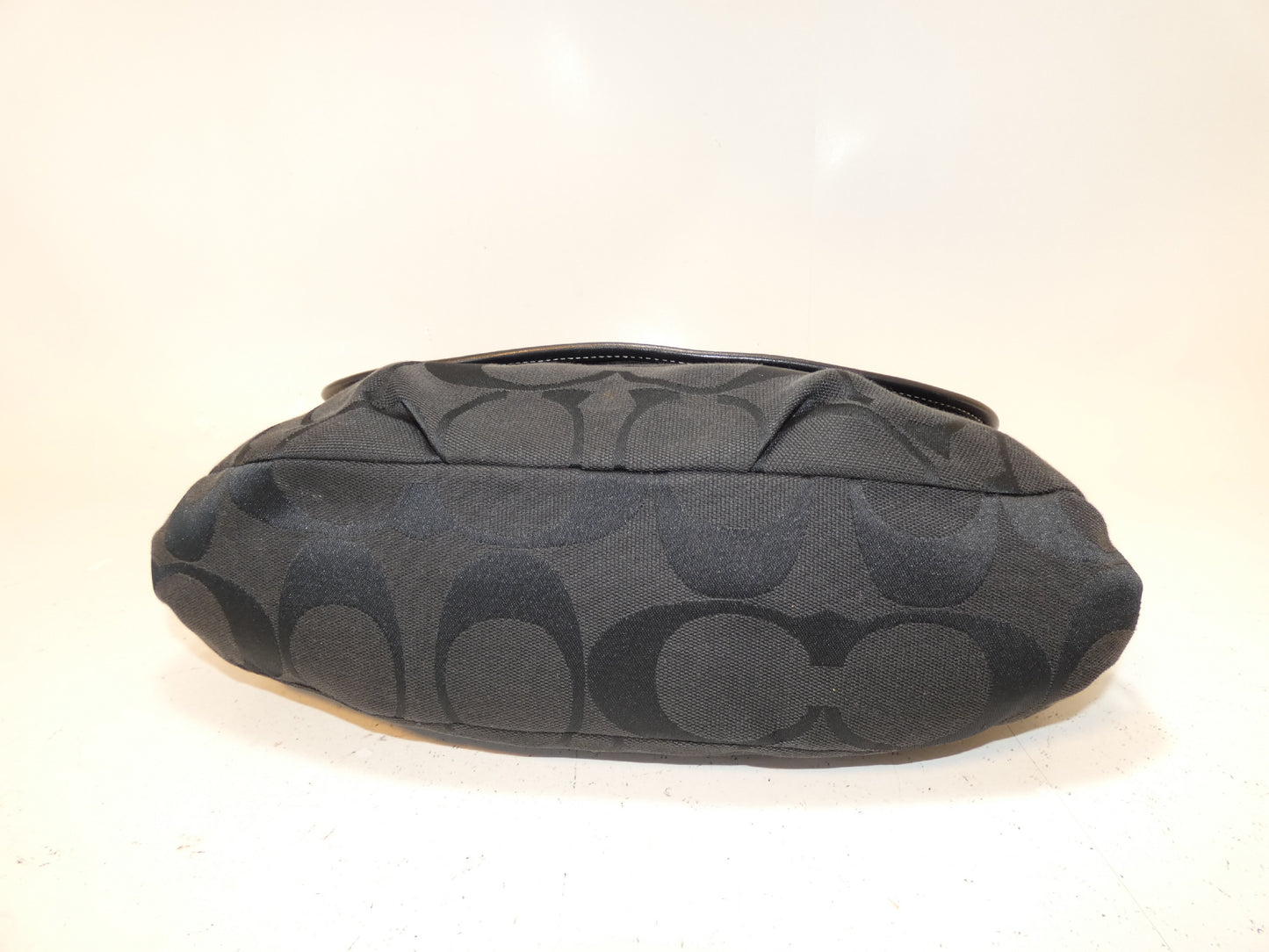 COACH Turnlock Black Signature Canvas Handbag One-Shoulder