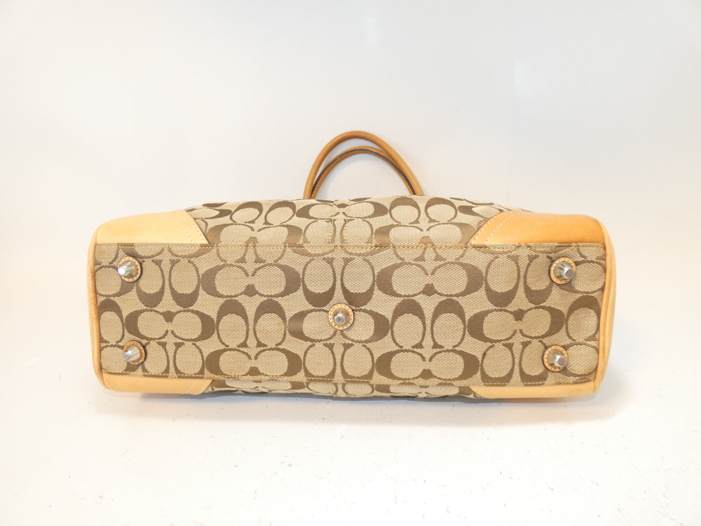 COACH Signature Front Hook Canvas Leather Handbag