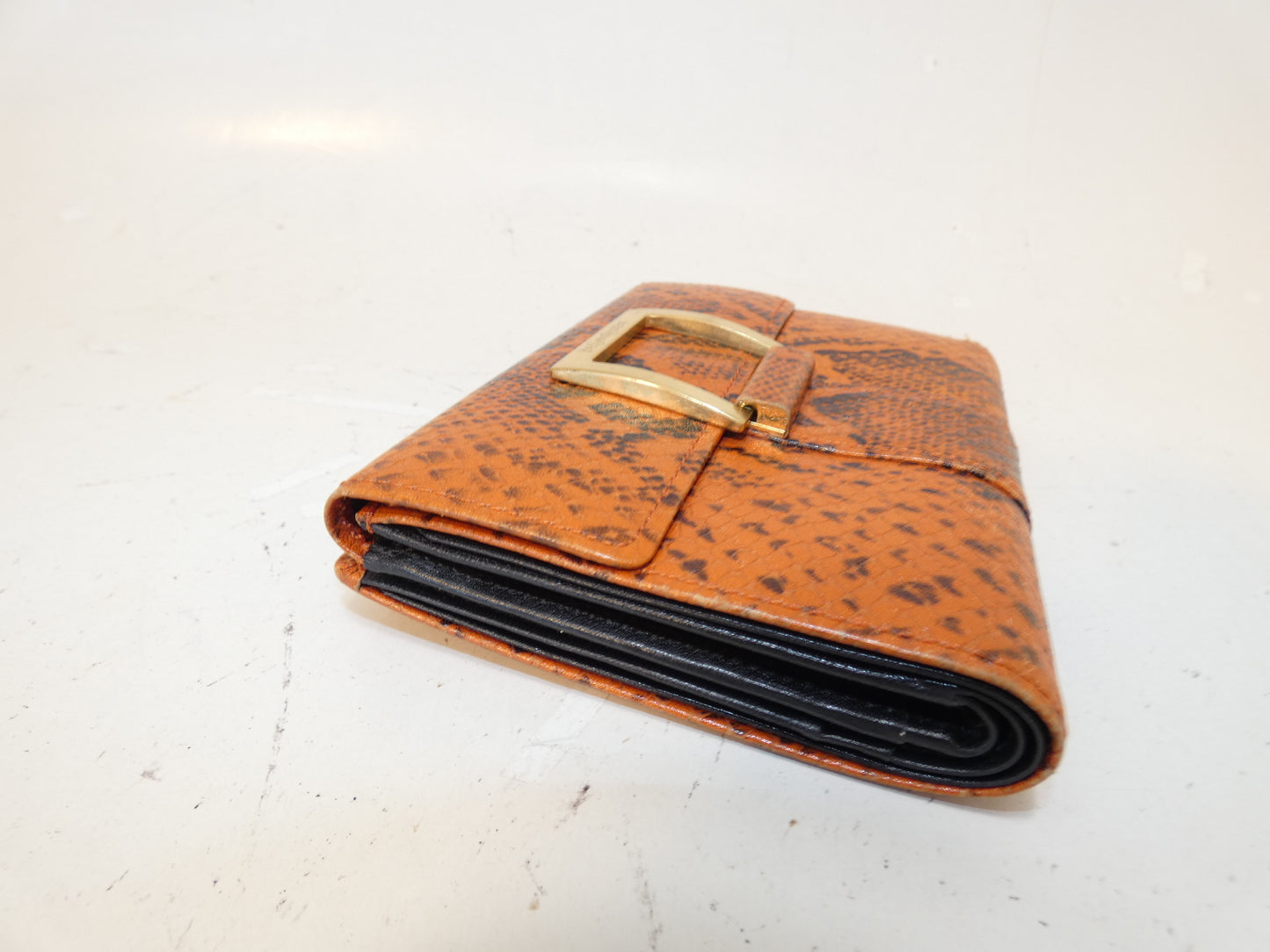 Yves Saint Laurent Embossed Leather Orange Folding Wallet