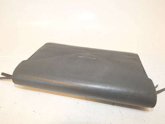 BALENCIAGA Front Logo Leather Gray Large Long Wallet