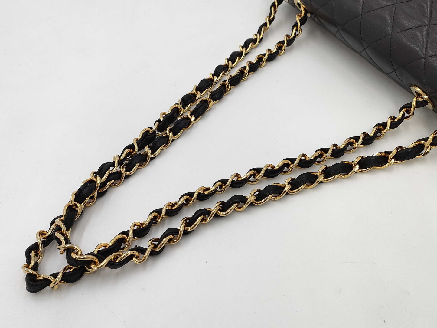 CHANEL Matelasse Chain Lamb Shoulder Bag, Black, Dekamato