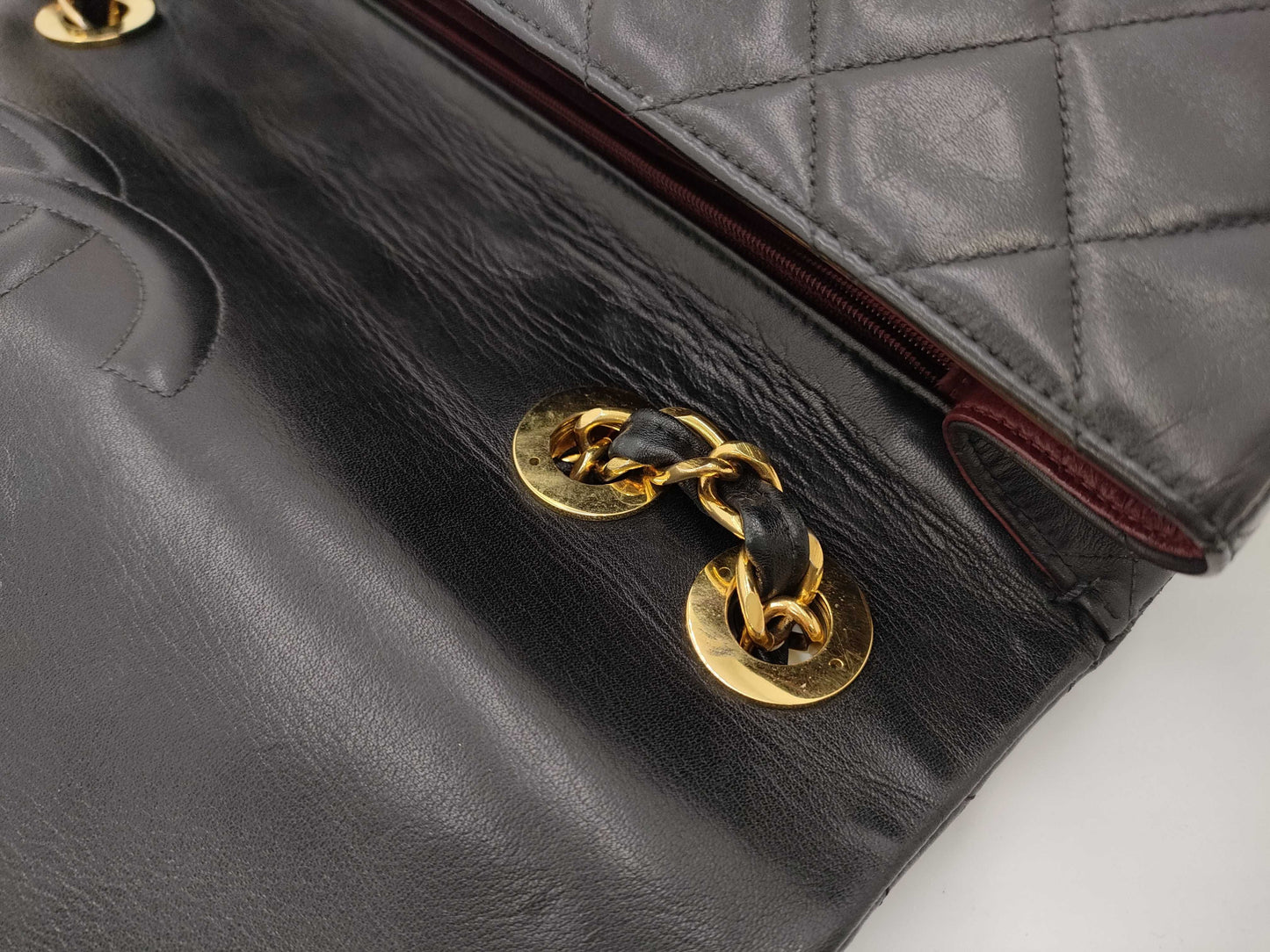 CHANEL Matelasse Chain Lamb Shoulder Bag, Black, Dekamato