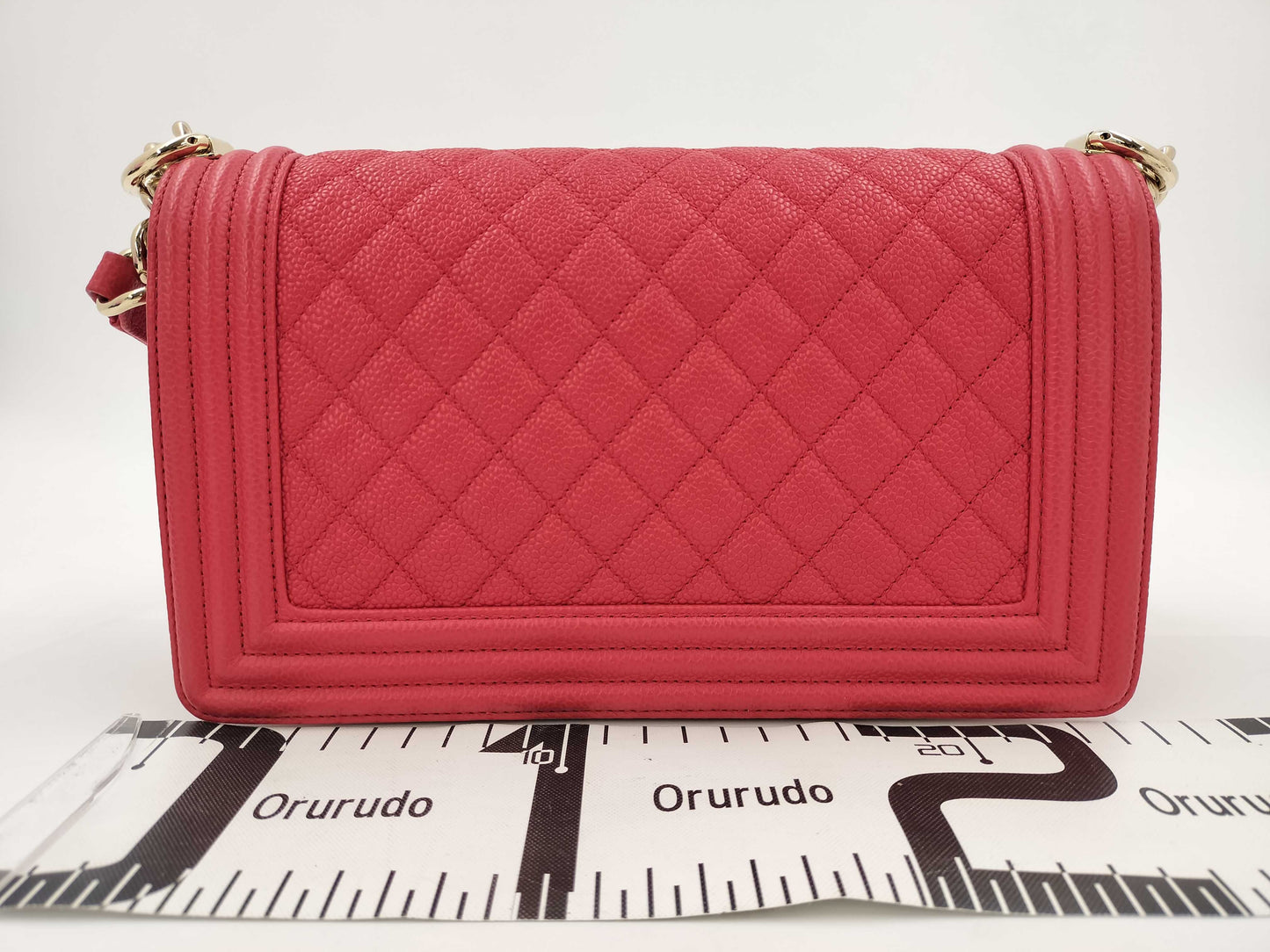 CHANEL Lambskin Boy Chanel Chain Shoulder Bag Red Lambskin Shoulder Bag