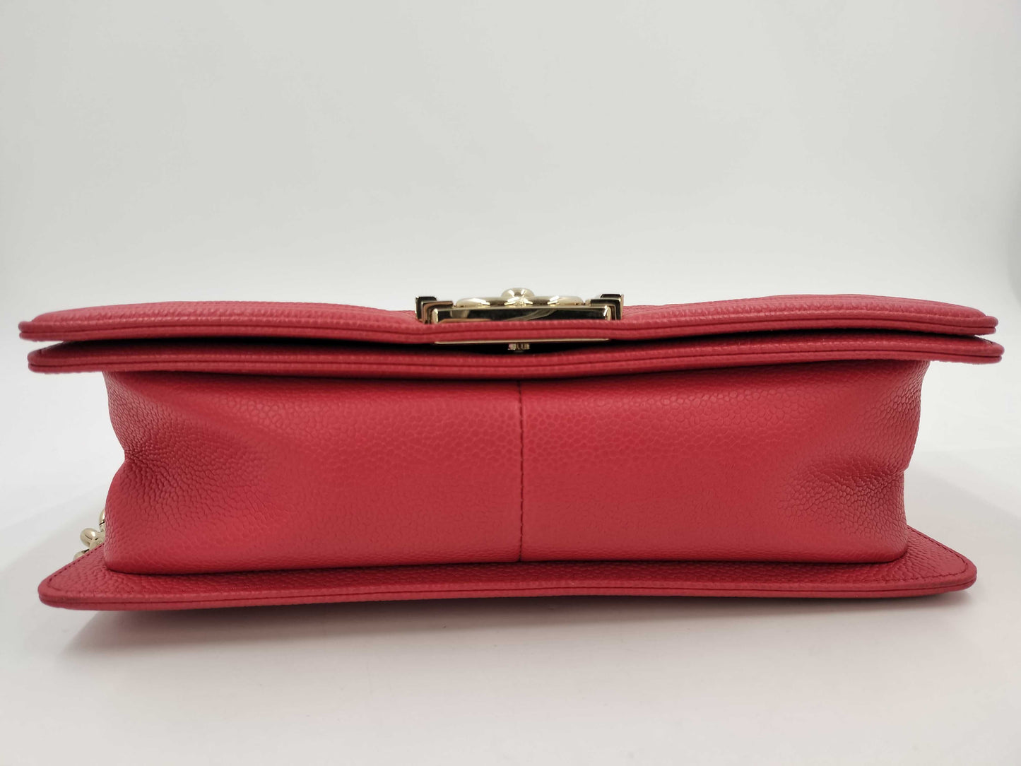 CHANEL Lambskin Boy Chanel Chain Shoulder Bag Red Lambskin Shoulder Bag