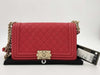 CHANEL Lambskin Boy Chanel Chain Shoulder Bag Red Lambskin Shoulder Bag