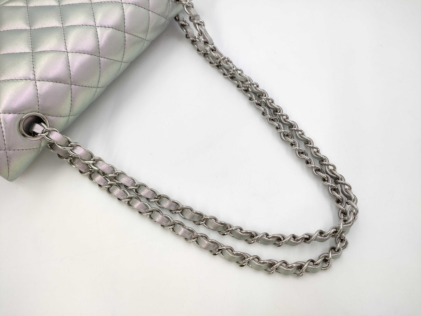 CHANEL Lambskin W25 Rampoule Silver Shoulder Bag