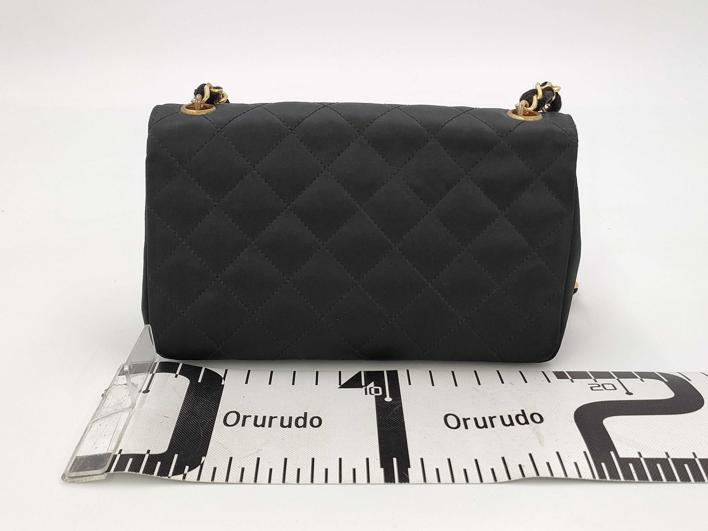 CHANEL Mini Matelasse Satin Chain Shoulder Bag in Black