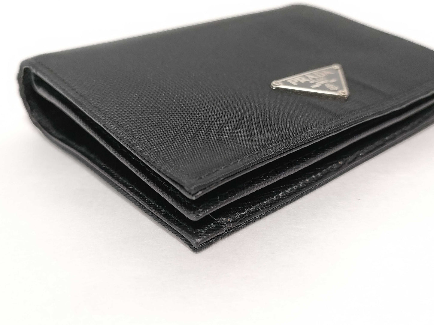 PRADA Nylon Prada Tessuto Triangle Logo Plate Bifold Wallet M505 Black Accessories: Box, Certificate of Authenticity