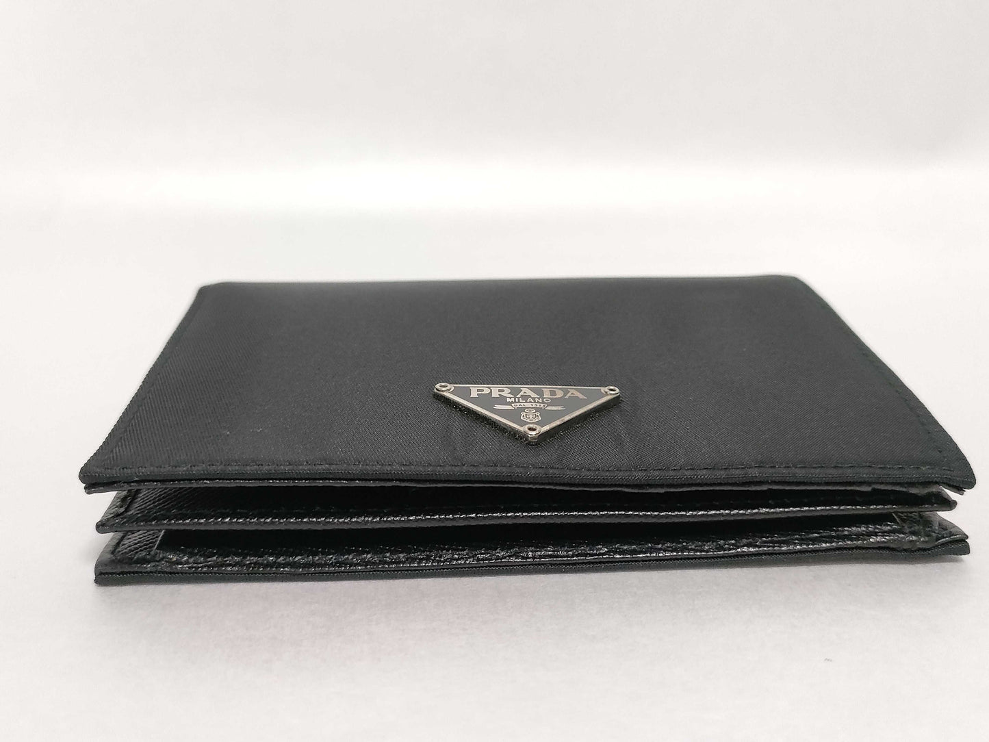 PRADA Nylon Prada Tessuto Triangle Logo Plate Bifold Wallet M505 Black Accessories: Box, Certificate of Authenticity