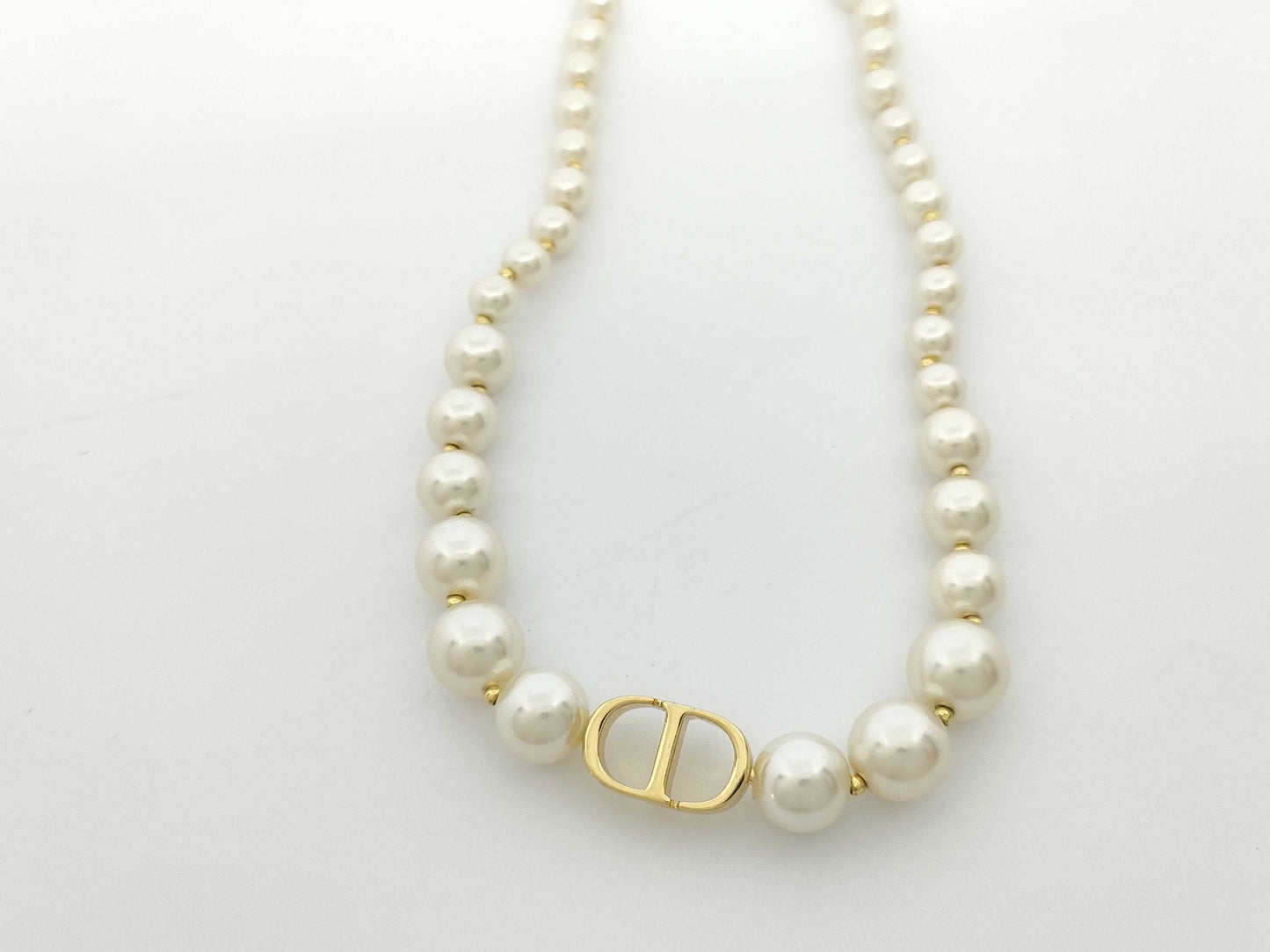 Dior Dior CD GP x Faux Pearl Necklace Necklace