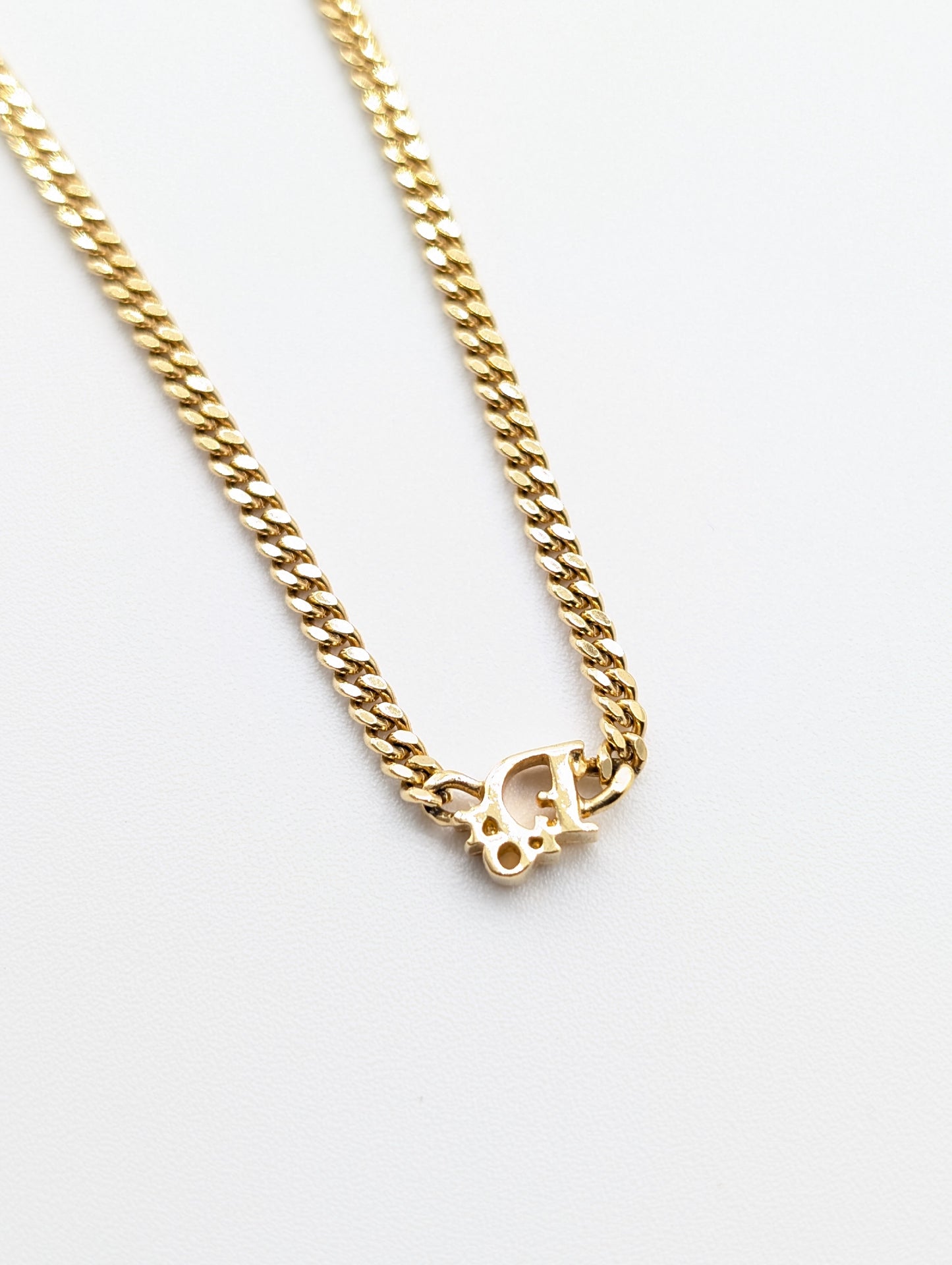 Dior Necklace, Curb Chain, Gold, Logo Necklace