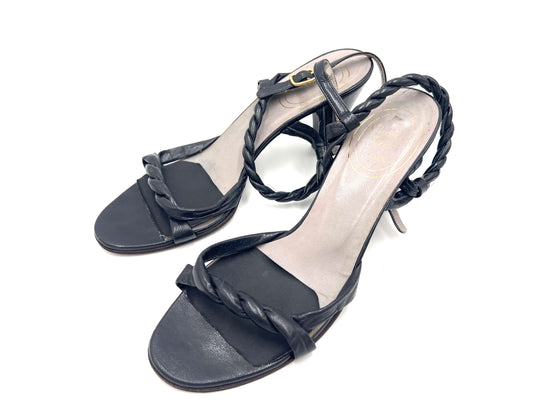 Dior Christian Dior Braided Strap Leather Black Sandals Size 5 1/2