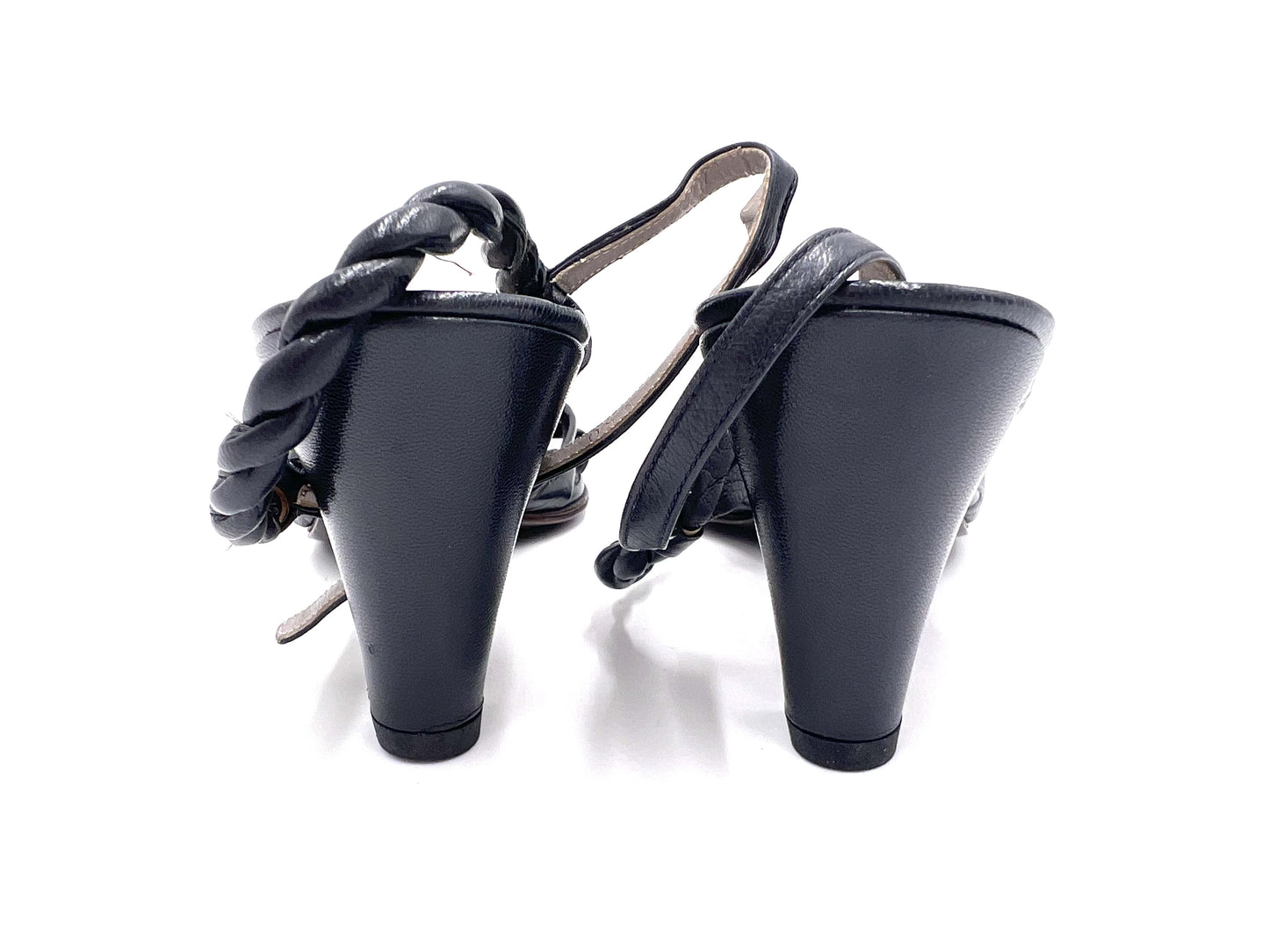 Dior Christian Dior Braided Strap Leather Black Sandals Size 5 1/2