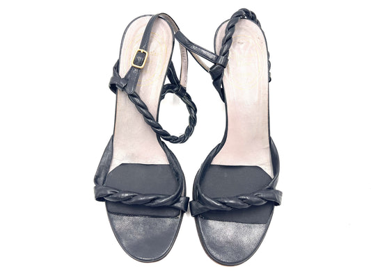 Dior Christian Dior Braided Strap Leather Black Sandals Size 5 1/2