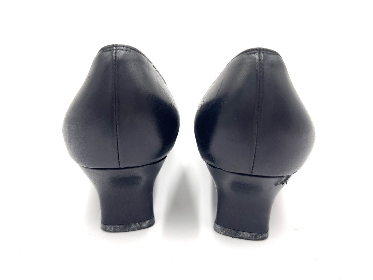 Salvatore Ferragamo 50587 Leather Black Pumps, Size 8 1/2