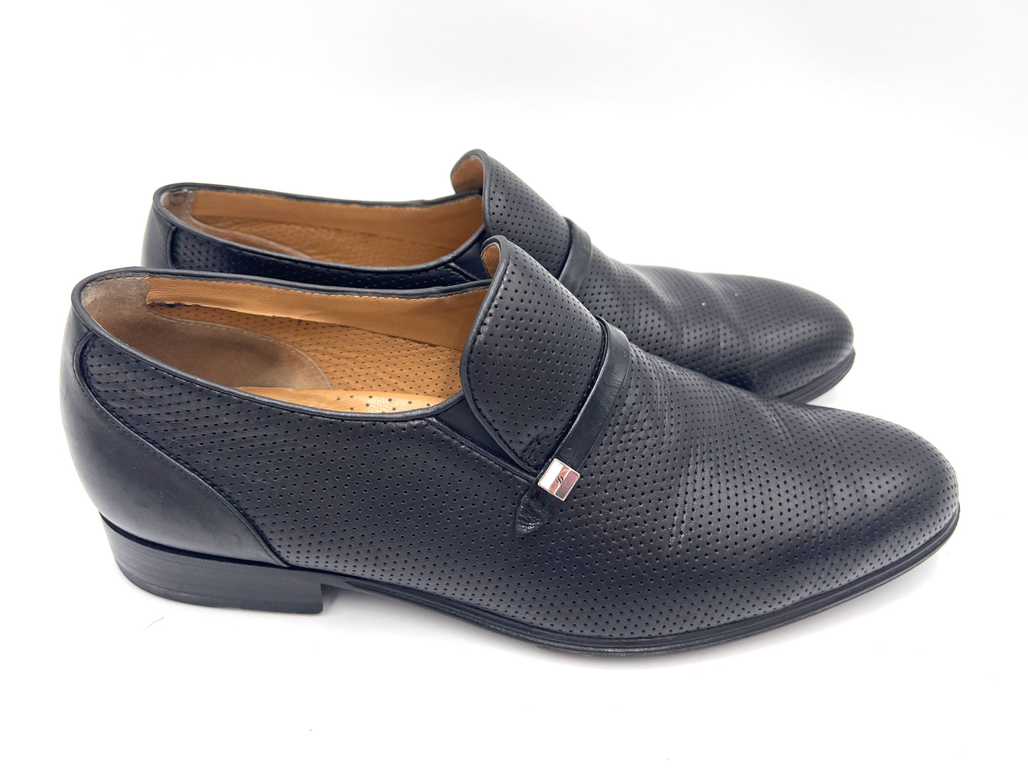 S.T. Dupont Perforated Leather Black Size 7 1/2 Loafers