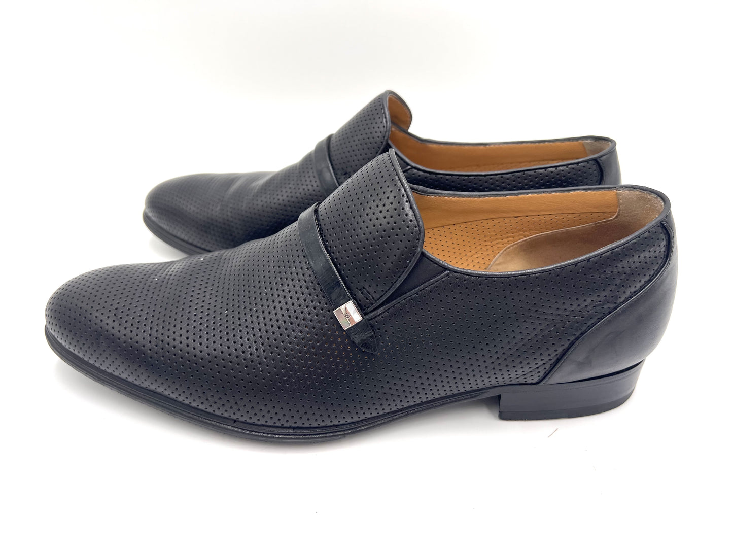 S.T. Dupont Perforated Leather Black Size 7 1/2 Loafers