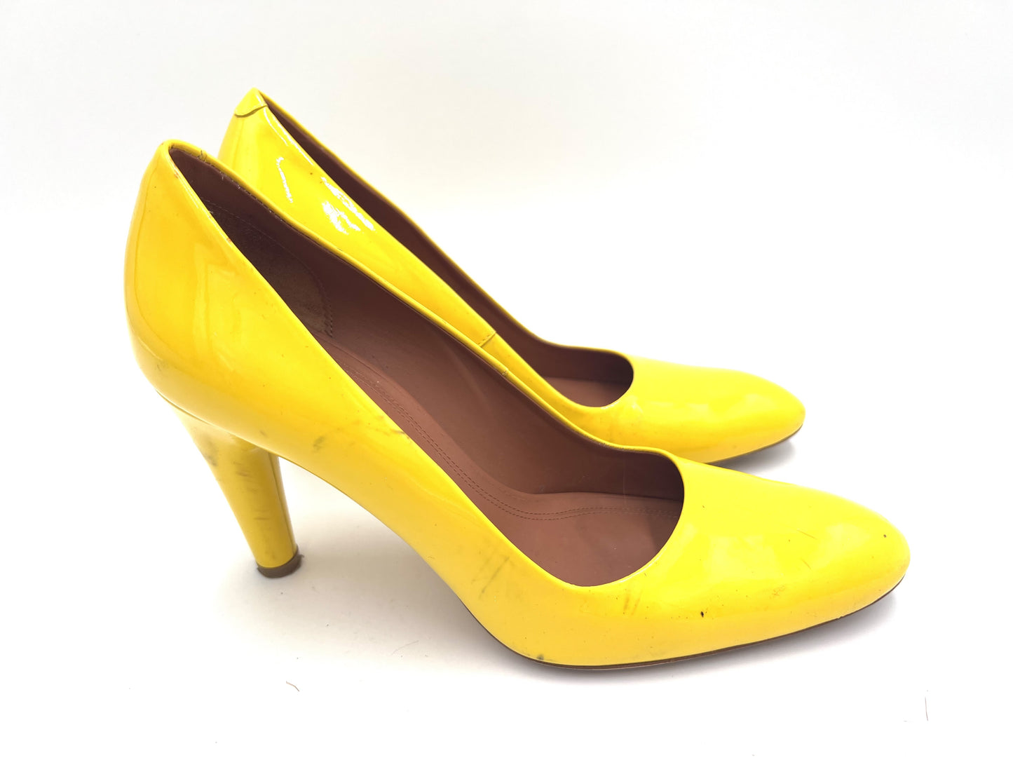 CELINE Enamel High Heel Yellow Size 35 1/2 Pumps