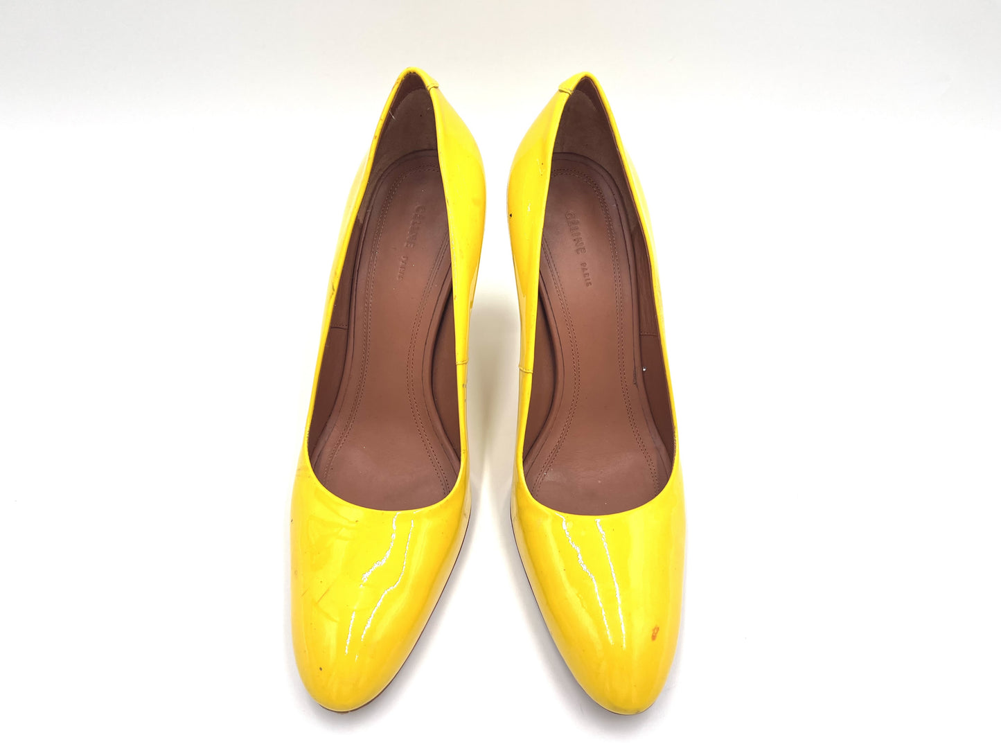 CELINE Enamel High Heel Yellow Size 35 1/2 Pumps