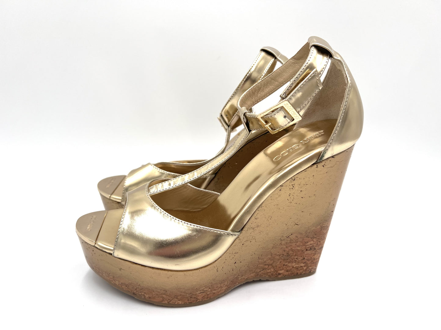 JIMMY CHOO JIMMY CHOO Wedge Sandals Gold Size 39 1/2 Sandals