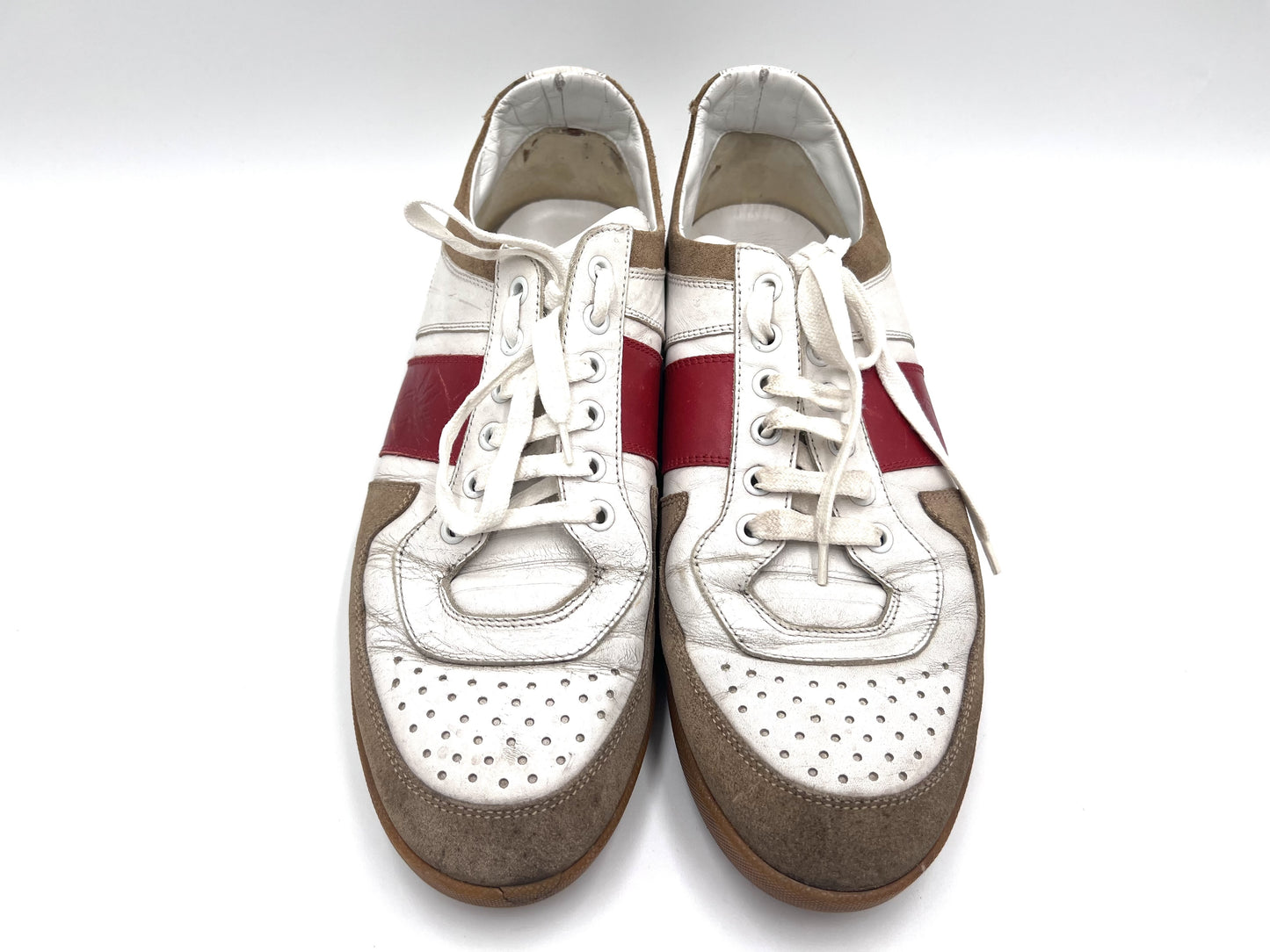 Dior Homme Leather Sneakers in White and Red, Size 42 1/2