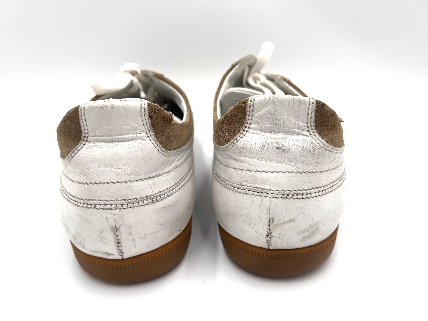 Dior Homme Leather Sneakers in White and Red, Size 42 1/2