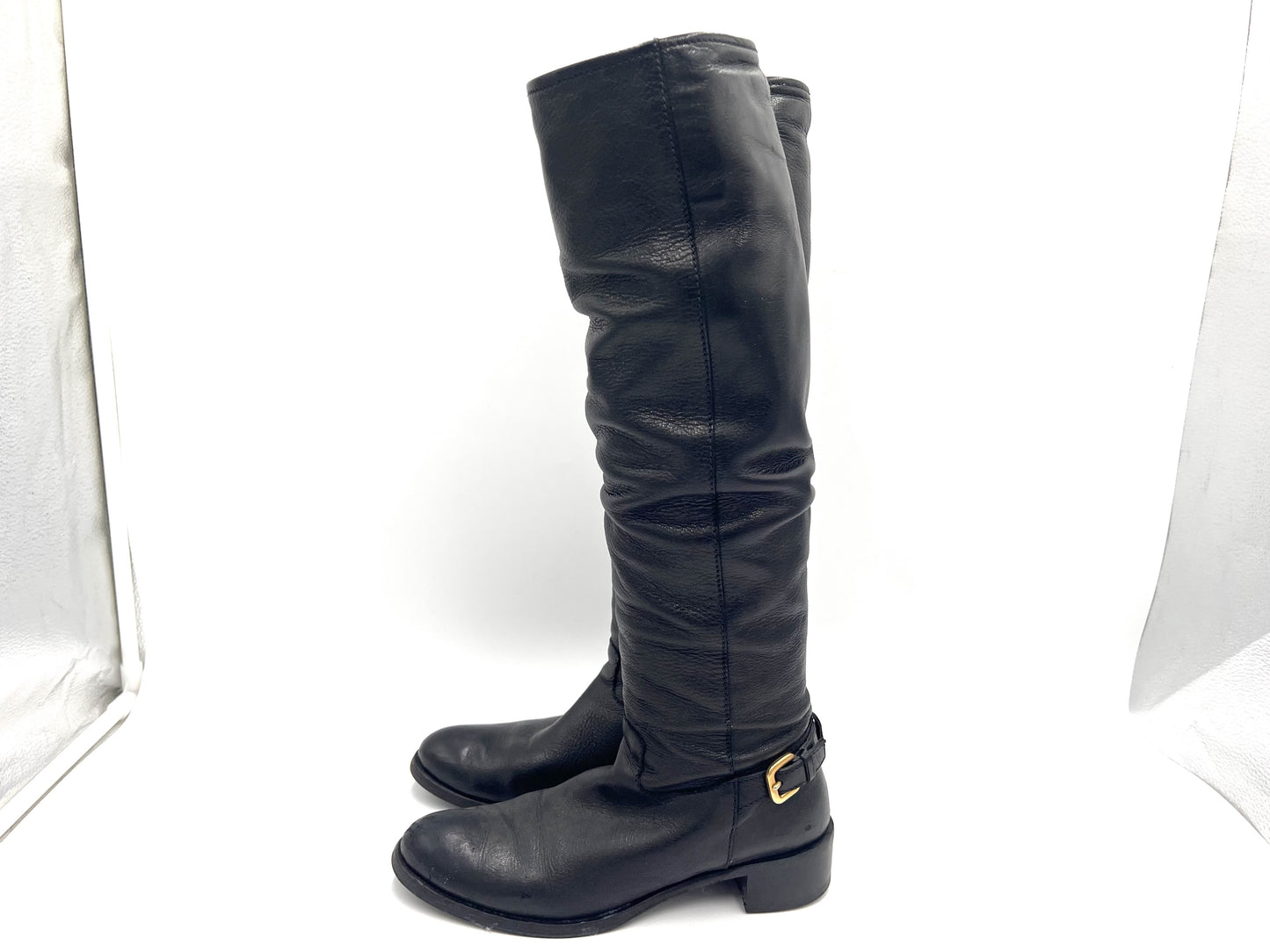 PRADA 1W012C Deerskin Side Zip Long Boots Black Size 36.5 Other Shoes
