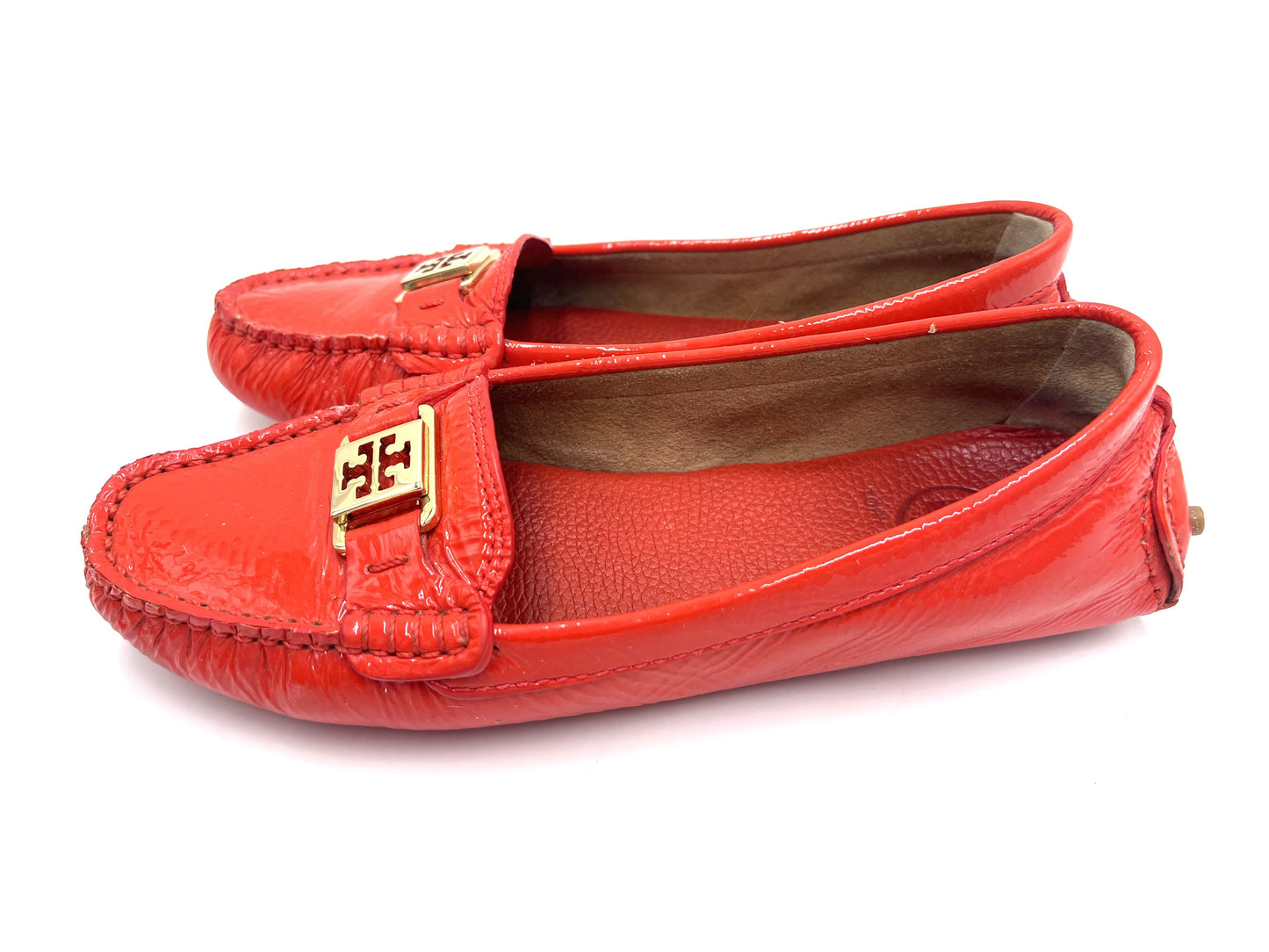 Tory Burch Patent Leather Driving Shoes, Red, Size 7.5, Loafers