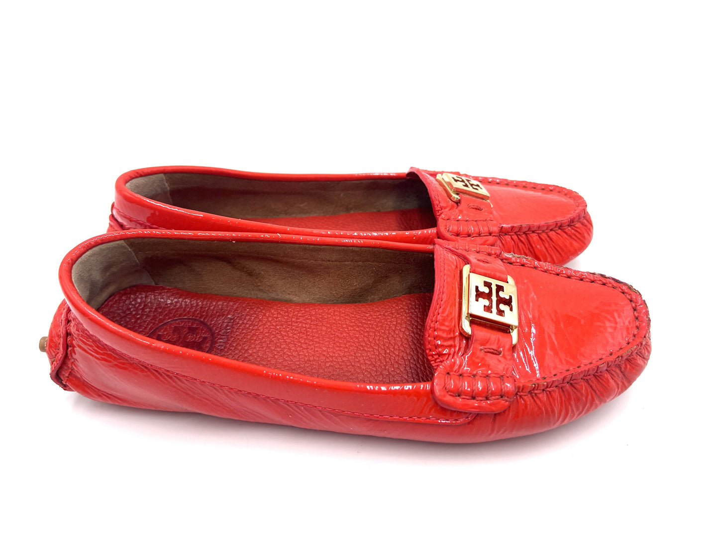 Tory Burch Patent Leather Driving Shoes, Red, Size 7.5, Loafers