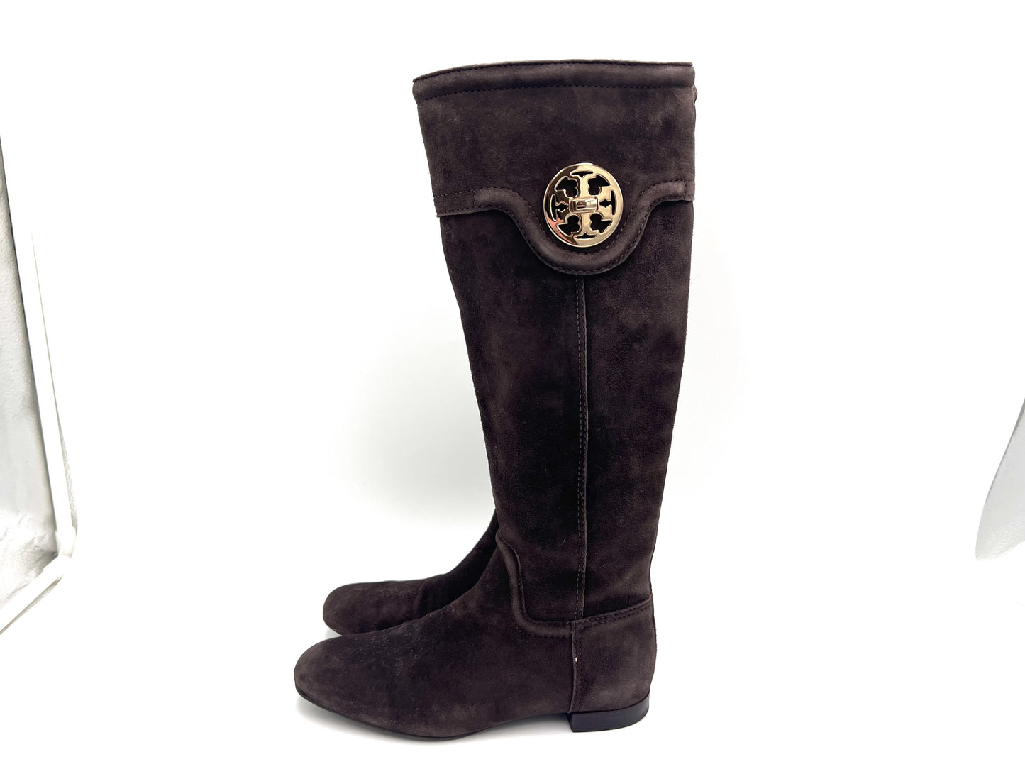 Tory Burch Suede Side Zip Long Boots, Dark Brown, Size 5, Other Shoes