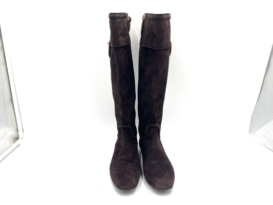 Tory Burch Suede Side Zip Long Boots, Dark Brown, Size 5, Other Shoes