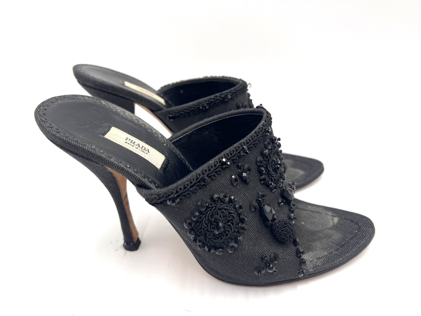 PRADA Prada Beaded Embroidered Sandals Black Size 37 Sandals