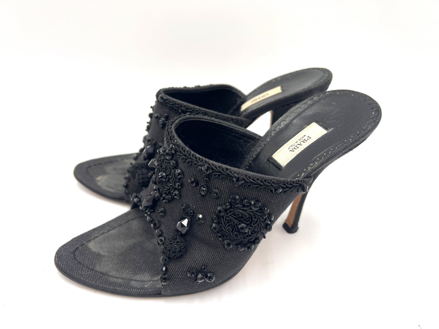 PRADA Prada Beaded Embroidered Sandals Black Size 37 Sandals