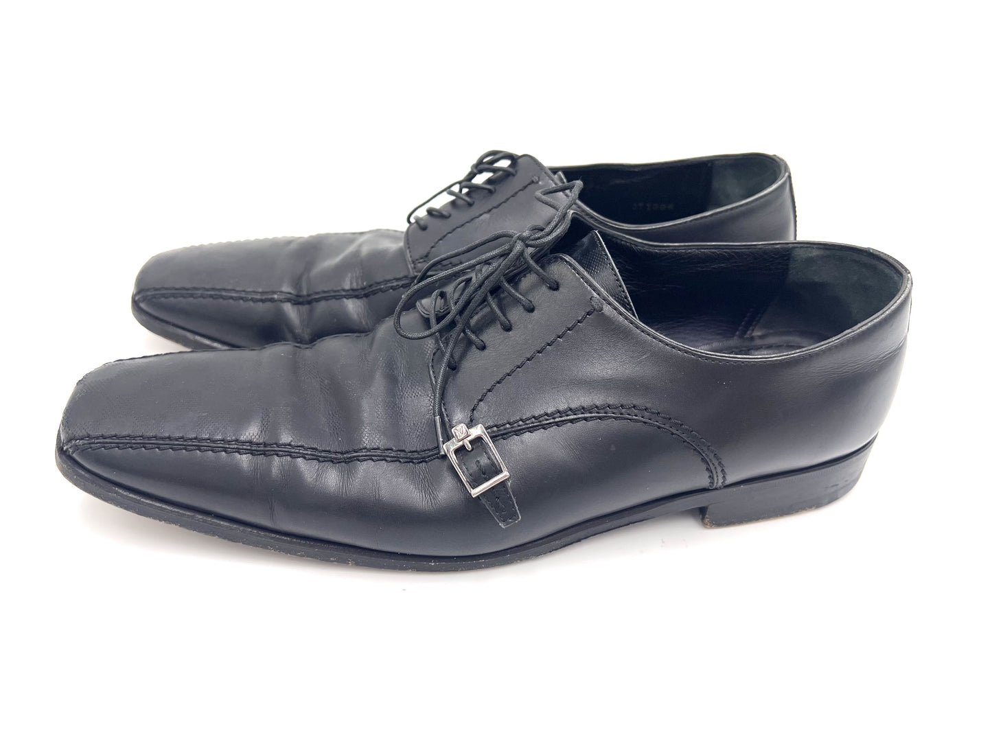 LOUIS VUITTON ST1006 Damier Leather Dress Shoes, Black, Size 8, Loafers