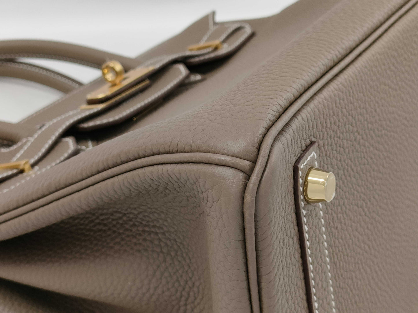 HERMES Birkin 30 Togo Etoupe Gold Hardware with Double Stamp and Protective Seal Handbag